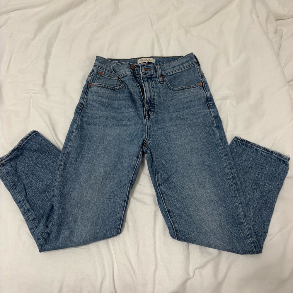 High-waisted straight-leg Madewell denim jeans